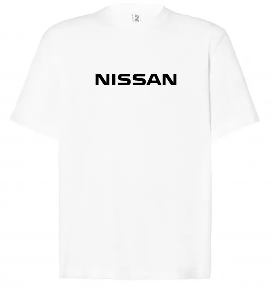 Футболка Оверсайз Nissan напис Білий фото