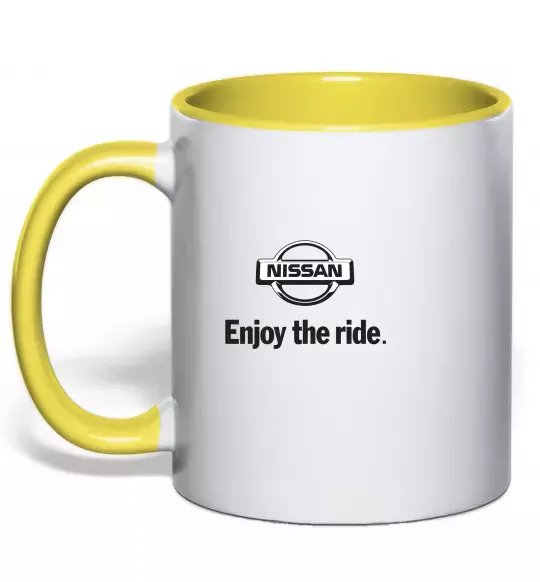 Чашка з кольоровою ручкою Nissan enjoy the ride Сонячно жовтий фото