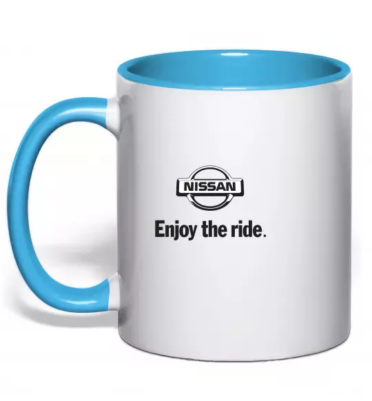 Чашка з кольоровою ручкою Nissan enjoy the ride Блакитний фото