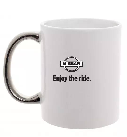 Чашка з кольоровою ручкою Nissan enjoy the ride Срібло фото