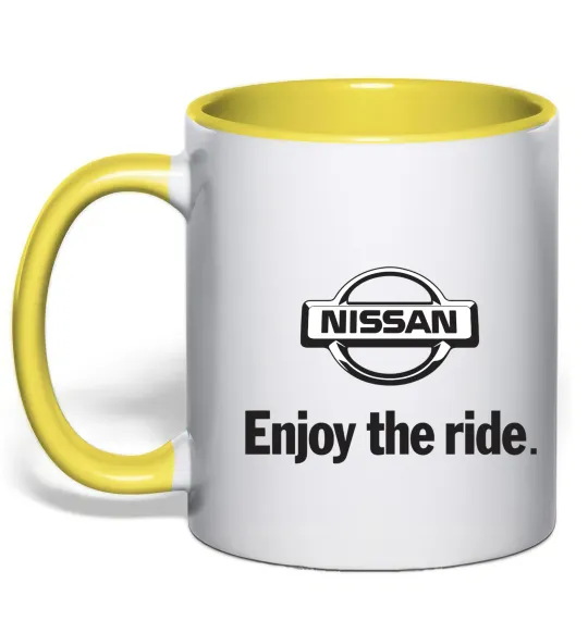 Чашка с цветной ручкой Nissan enjoy the ride Лимонный фото