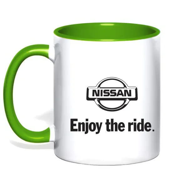 Чашка с цветной ручкой Nissan enjoy the ride Лаймовый фото