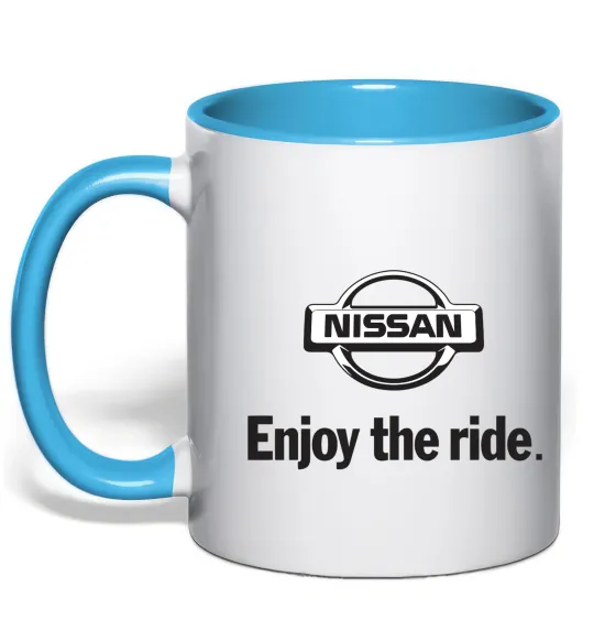 Чашка с цветной ручкой Nissan enjoy the ride Голубой фото
