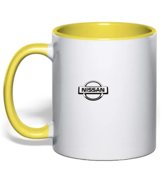 Чашка з кольоровою ручкою Nissan logo Лимонний фото