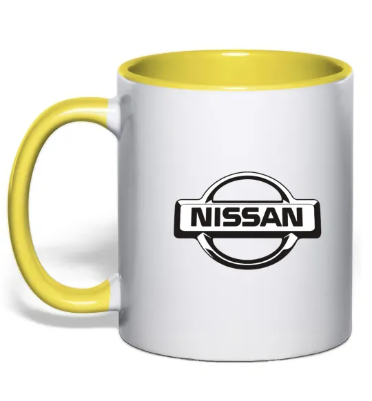 Чашка з кольоровою ручкою Nissan logo Лимонний фото