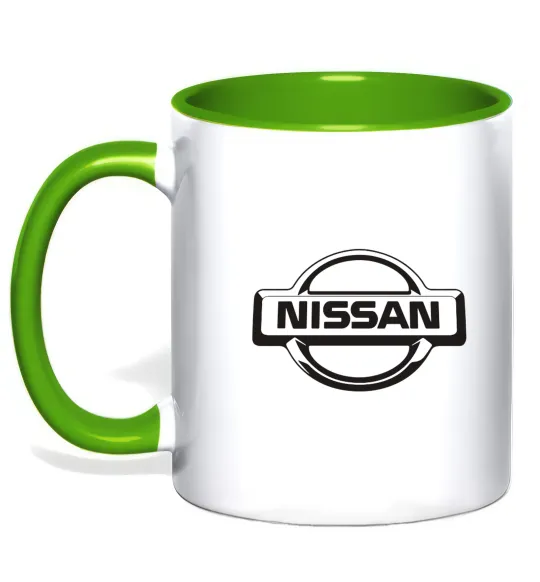 Чашка з кольоровою ручкою Nissan logo Лаймовий фото