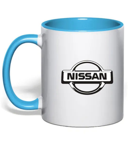 Чашка з кольоровою ручкою Nissan logo Блакитний фото