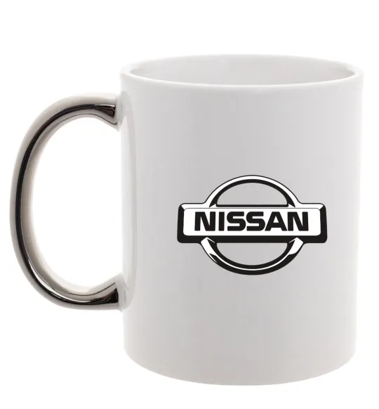 Чашка з кольоровою ручкою Nissan logo Срібло фото