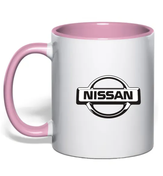 Чашка з кольоровою ручкою Nissan logo Ніжно рожевий фото