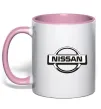 Чашка з кольоровою ручкою Nissan logo Ніжно рожевий фото