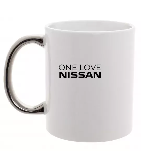 Чашка с цветной ручкой Nissan one love Серебро фото