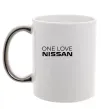 Чашка с цветной ручкой Nissan one love Серебро фото