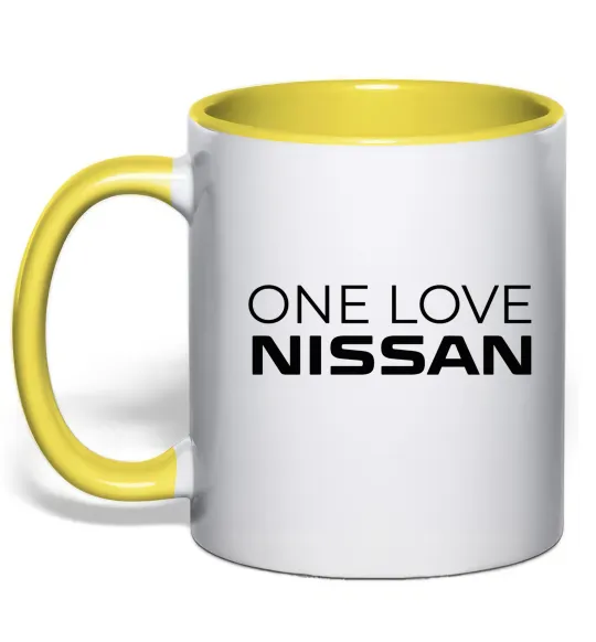 Чашка с цветной ручкой Nissan one love Лимонный фото