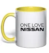 Чашка с цветной ручкой Nissan one love Лимонный фото
