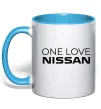 Чашка с цветной ручкой Nissan one love Голубой фото