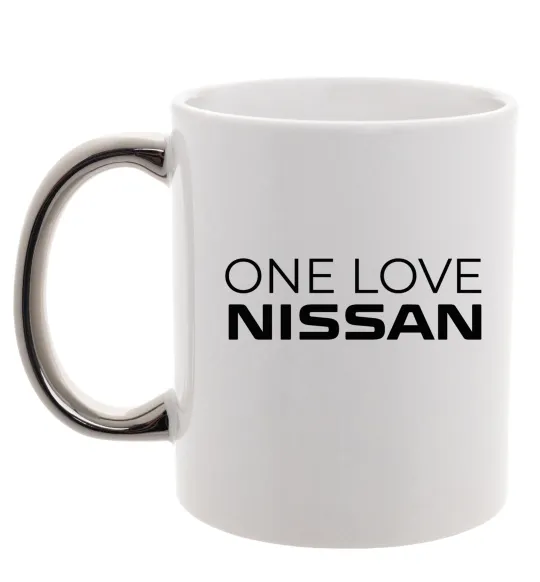 Чашка с цветной ручкой Nissan one love Серебро фото