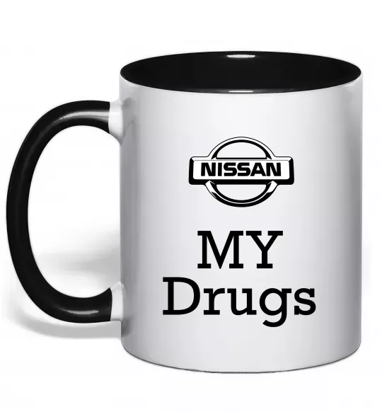 Чашка с цветной ручкой Nissan my drugs Черный фото