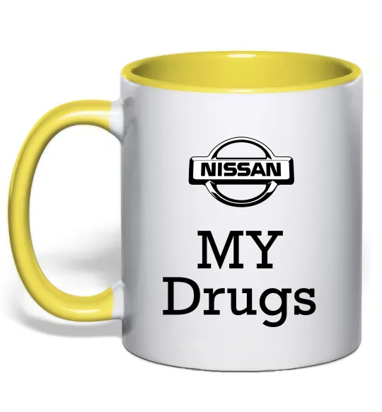 Чашка с цветной ручкой Nissan my drugs Лимонный фото