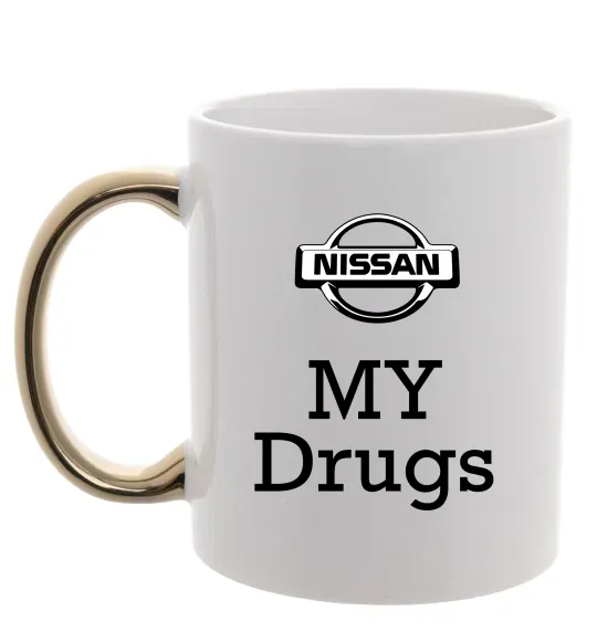 Чашка с цветной ручкой Nissan my drugs Золото фото