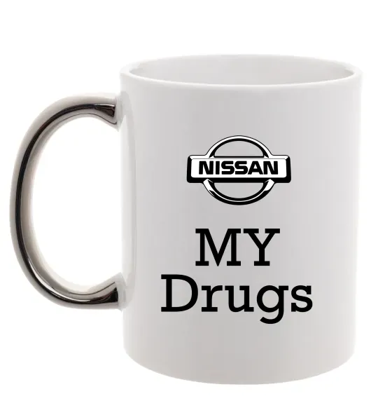 Чашка с цветной ручкой Nissan my drugs Серебро фото