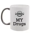 Чашка с цветной ручкой Nissan my drugs Серебро фото