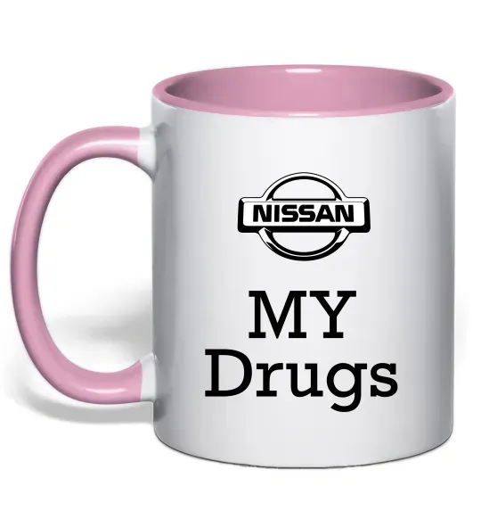 Чашка с цветной ручкой Nissan my drugs Нежно розовый фото