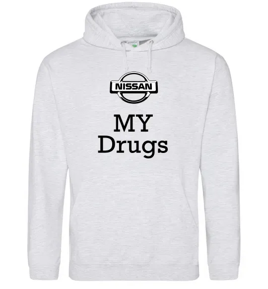 Мужская толстовка (худи) Nissan my drugs Серый меланж фото
