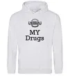 Мужская толстовка (худи) Nissan my drugs Серый меланж фото