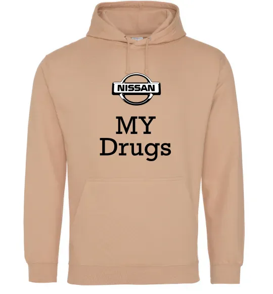 Мужская толстовка (худи) Nissan my drugs Песочный фото