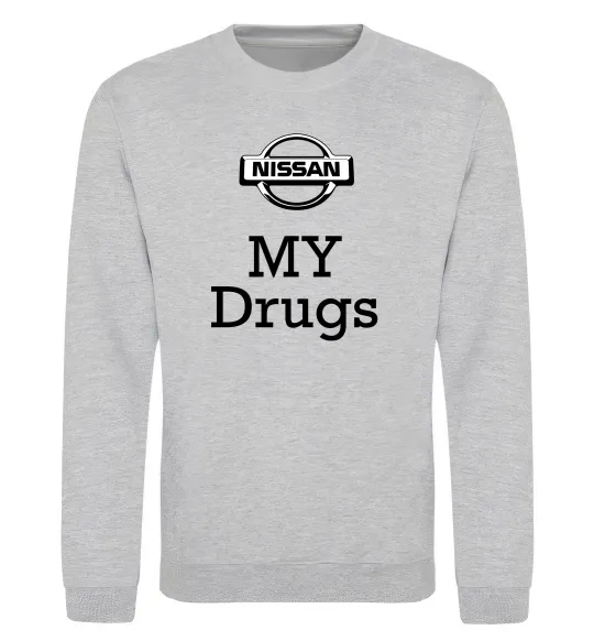 Світшот Nissan my drugs Сірий меланж фото