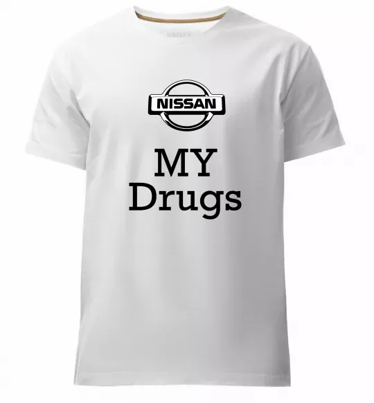 Чоловіча преміум футболка Nissan my drugs Білий фото