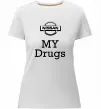 Жіноча преміум футболка Nissan my drugs Білий фото