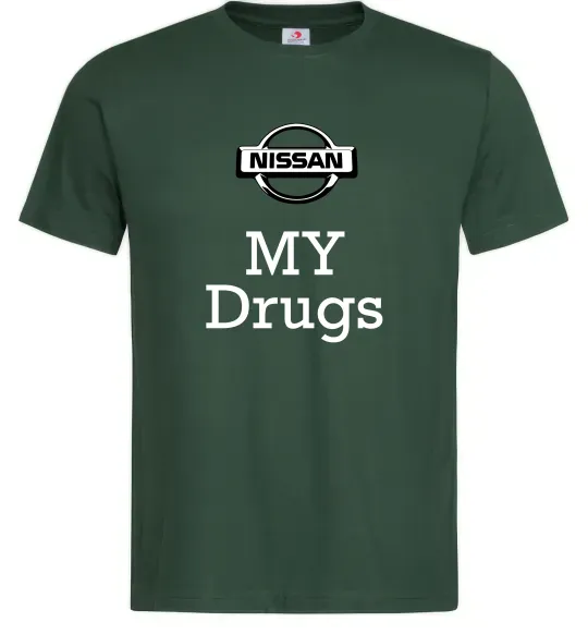 Мужская футболка Nissan my drugs Темно-зеленый фото