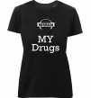 Жіноча преміум футболка Nissan my drugs Чорний фото