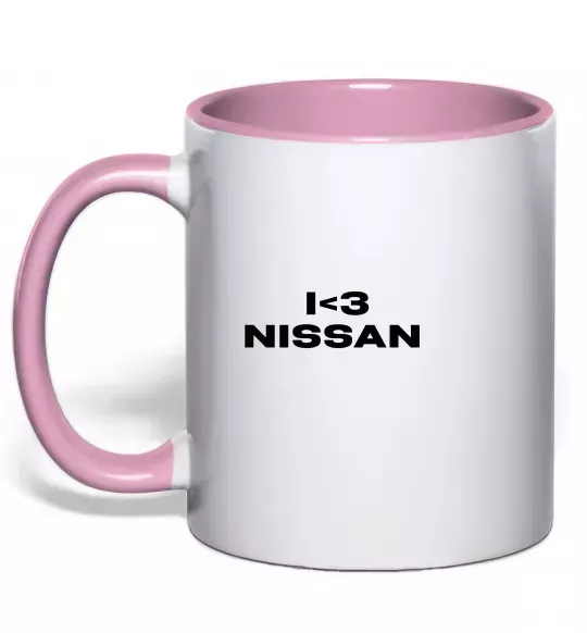 Чашка з кольоровою ручкою I <3 Nissan Ніжно рожевий фото