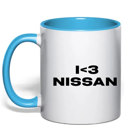 Чашка с цветной ручкой I <3 Nissan Голубой фото
