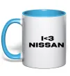 Чашка с цветной ручкой I <3 Nissan Голубой фото