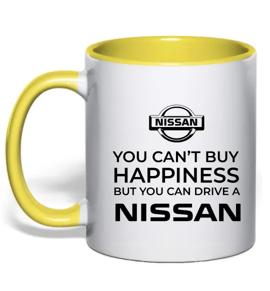 Чашка з кольоровою ручкою You can drive Nissan Лимонний фото