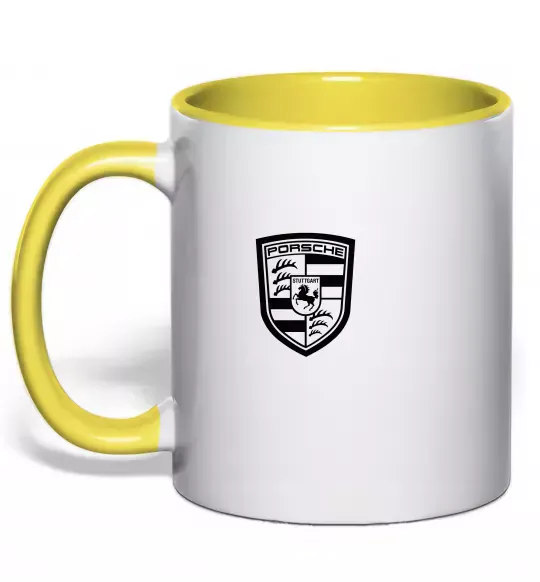 Чашка с цветной ручкой Posche logo Солнечно желтый фото