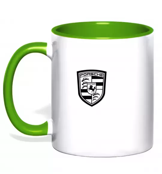 Чашка с цветной ручкой Posche logo Зеленый фото