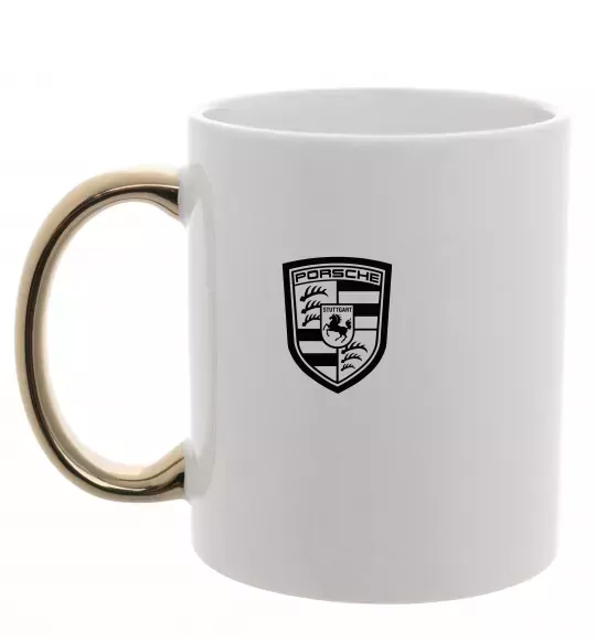 Чашка с цветной ручкой Posche logo Золото фото