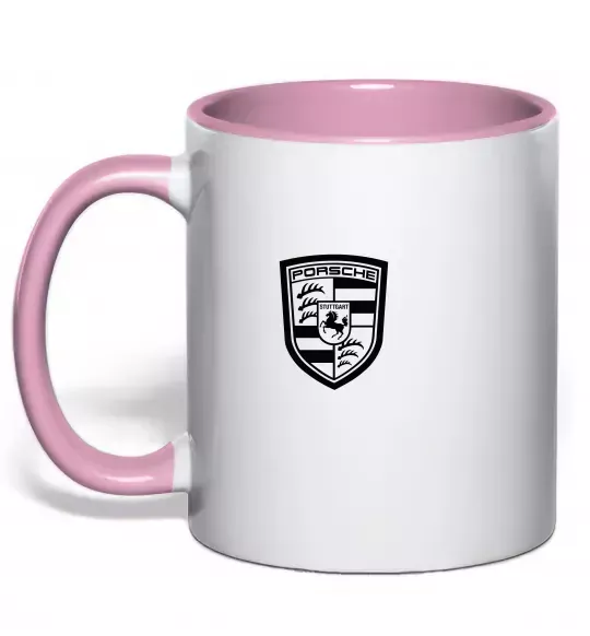 Чашка с цветной ручкой Posche logo Нежно розовый фото