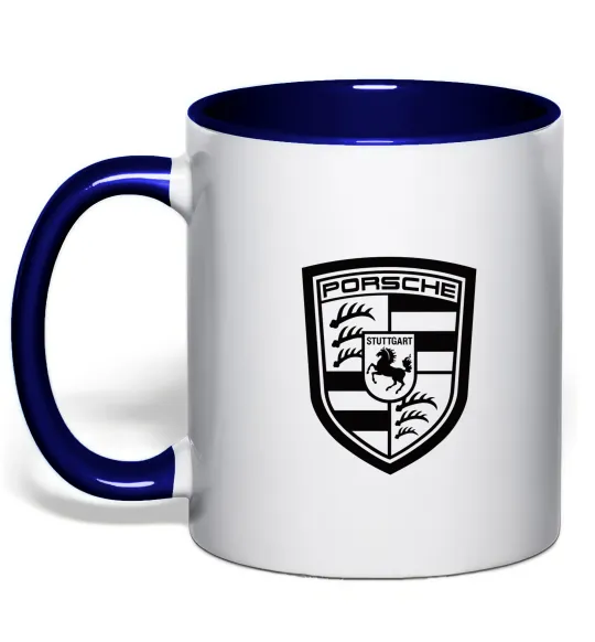 Чашка с цветной ручкой Posche logo Глубокий темно-синий фото