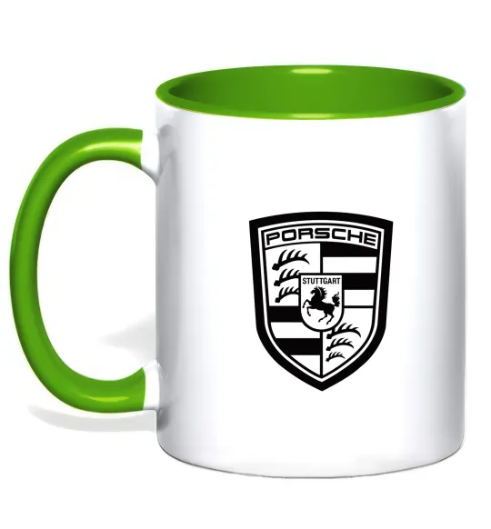 Чашка с цветной ручкой Posche logo Лаймовый фото