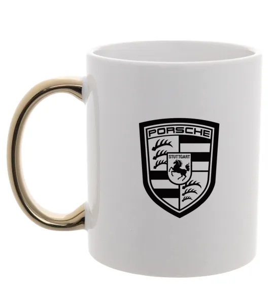 Чашка с цветной ручкой Posche logo Золото фото