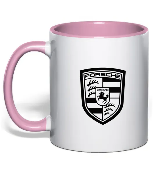 Чашка с цветной ручкой Posche logo Нежно розовый фото