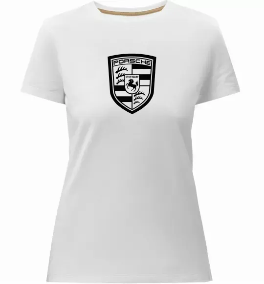 Женская премиум футболка Posche logo Белый фото