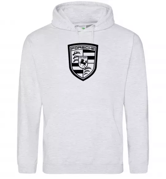 Мужская толстовка (худи) Posche logo Серый меланж фото