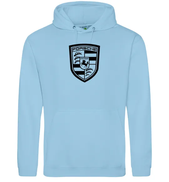 Мужская толстовка (худи) Posche logo Голубой фото