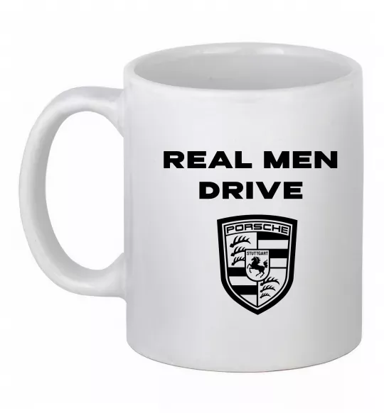 Чашка керамическая Real men drive porsche Белый фото